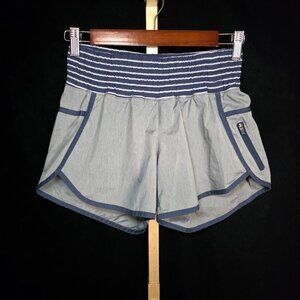 Lululemon Run Tracker Short II 4-way Slate Grey Inkwell Stripe Blue 6